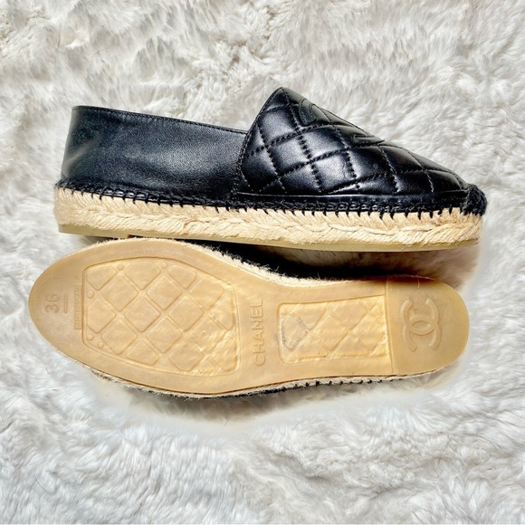 💋 CHANEL: Black Leather Espadrille Double Stack | Authentic NWOT - Picture 2 of 2